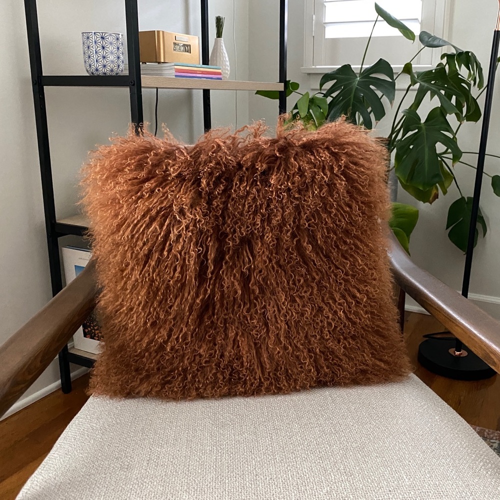 West Elm Mongolian Lamb pillow cover 16x16